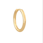 Classic Hoop Earring, single fine plain hoop in 18K yellow gold, front and side view