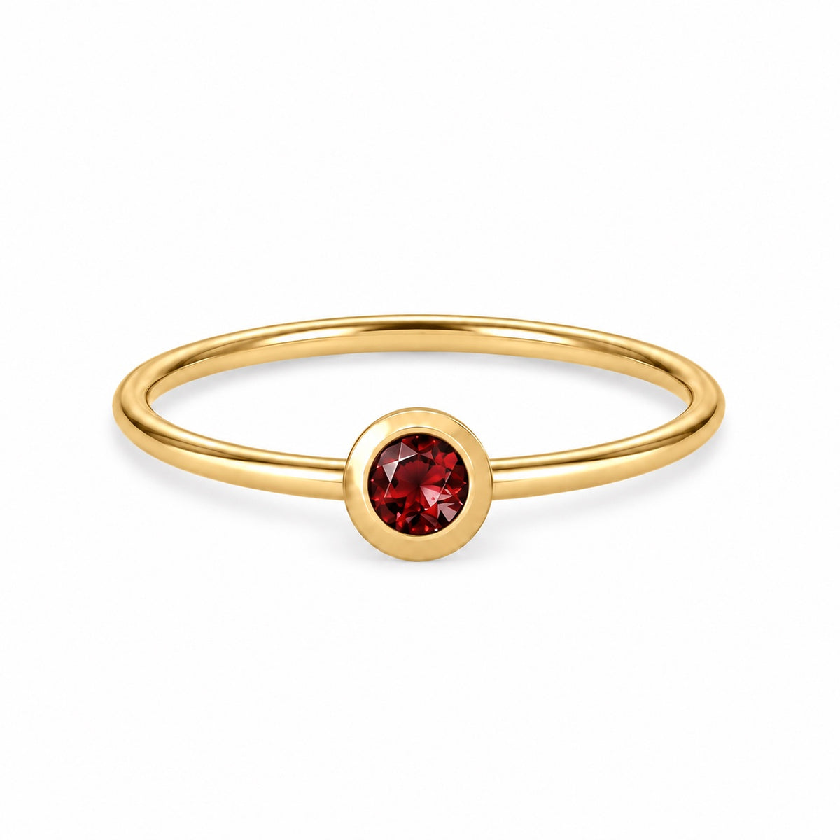 Garnet January birthstone solitaire ring in 18K yellow gold – Aquae Jewels