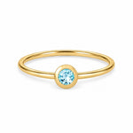 Aquamarine March birthstone solitaire ring in 18K yellow gold – Aquae Jewels