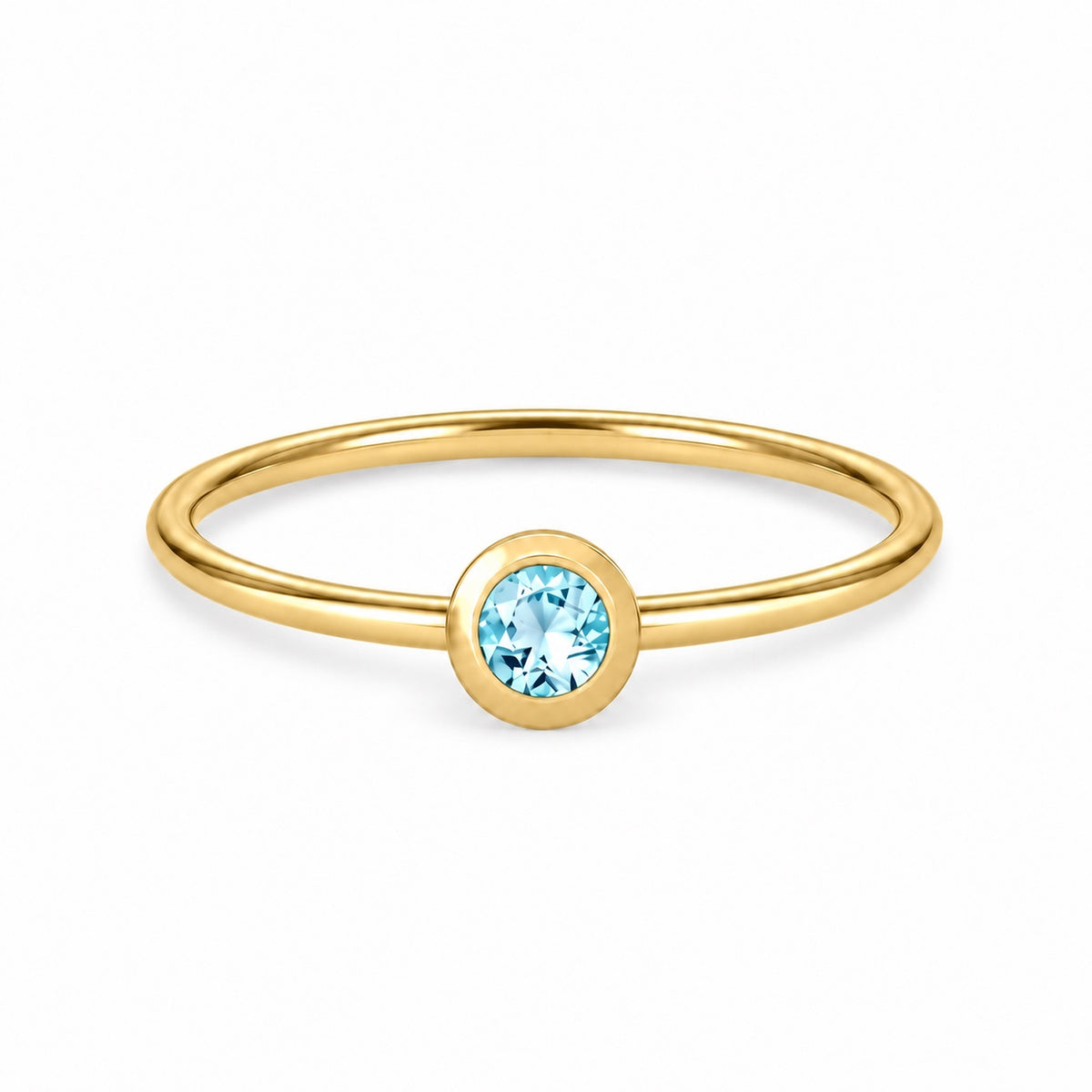 Aquamarine March birthstone solitaire ring in 18K yellow gold – Aquae Jewels
