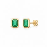 Cleo Stud Earrings – emerald-cut gemstone studs in 18K gold