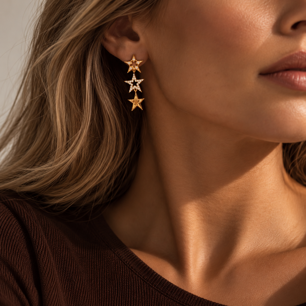 Astoria Mini Earrings, solid 18K gold, view 3 of 8