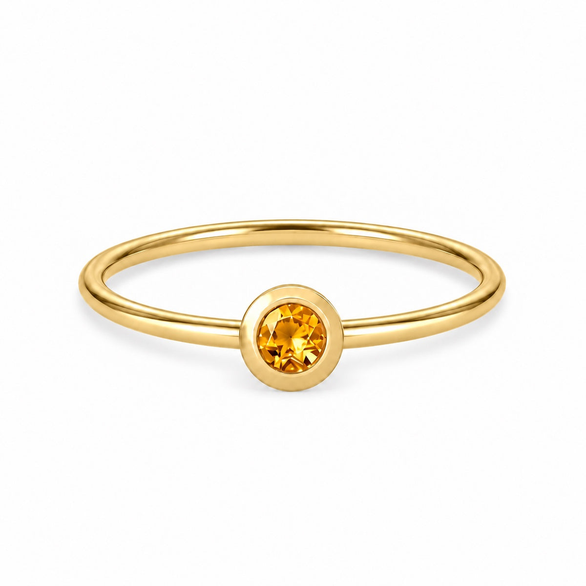Citrine November birthstone solitaire ring in 18K yellow gold – Aquae Jewels