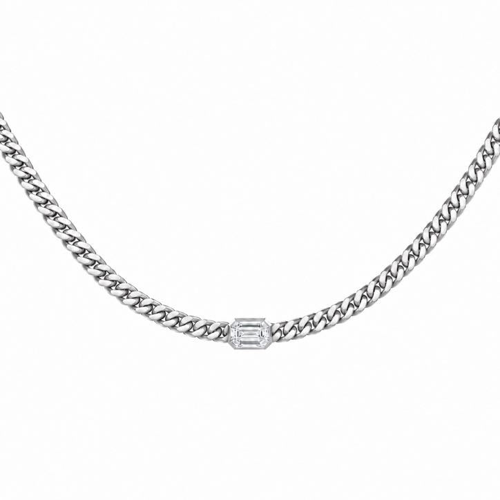 Cuban Chain Choker – Emerald-Cut Solitaire in solid 18K gold