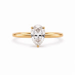 Pear Solitaire Ring, lab-grown diamond in solid 18K gold, by Aquae Jewels