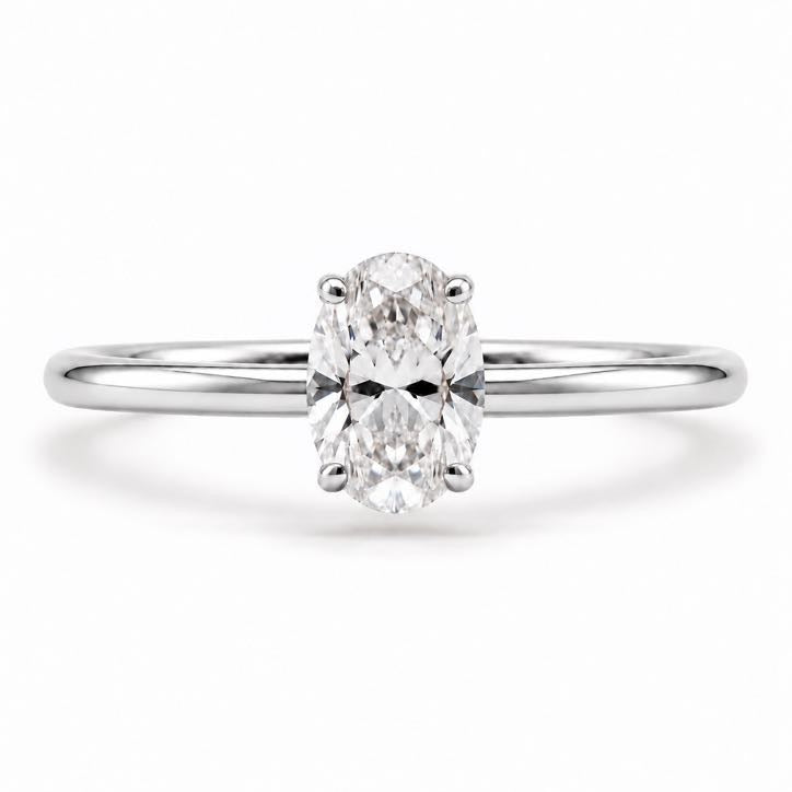 Oval Solitaire Ring, solid 18K gold, view 4 of 4