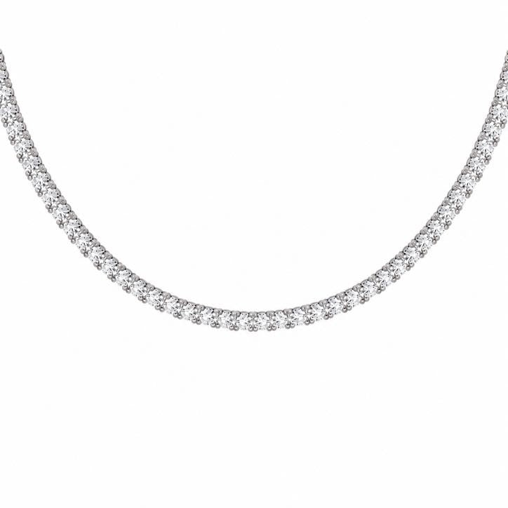 Diamond tennis necklace in 18K white gold – Essential