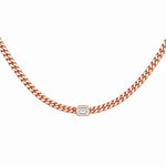 Cuban Chain Choker – Emerald-Cut Solitaire in solid 18K gold