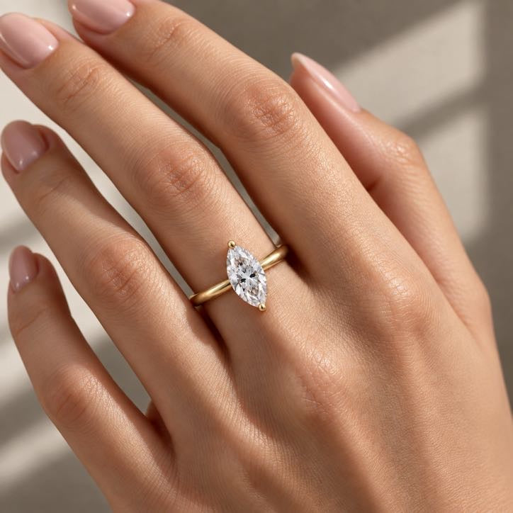 Marquise Solitaire Ring, lab-grown diamond in solid 18K gold, view 5 of 5