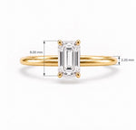 Emerald Solitaire Ring, lab-grown diamond in solid 18K gold, view 3 of 5