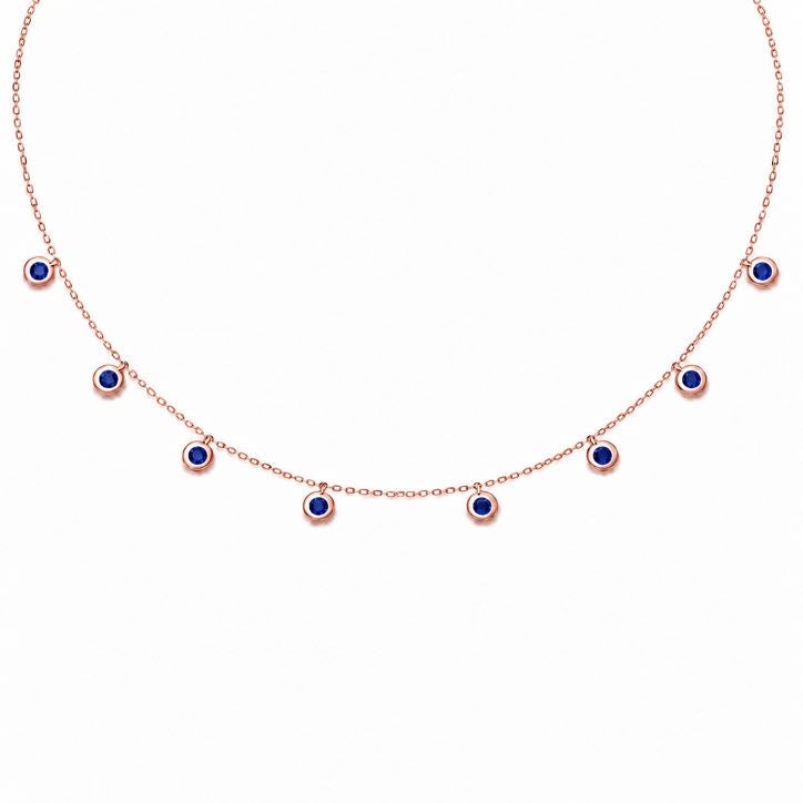 Precious Stone Pendant Choker in solid 18K gold with a bezel-set coloured stone
