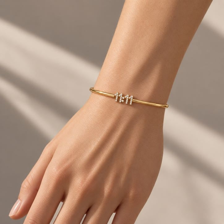 11:11 Gold Bangle, solid 18K gold, view 6 of 6