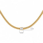 Cuban Chain Choker – Emerald-Cut Solitaire in solid 18K gold