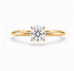 Round Solitaire Ring, lab-grown diamond in solid 18K gold, by Aquae Jewels