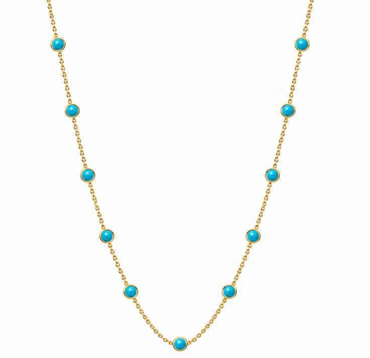 Turquoise bead station necklace in 18K gold – Constellation