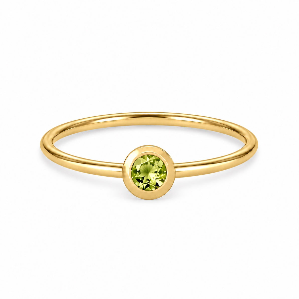 Peridot August birthstone solitaire ring in 18K yellow gold – Aquae Jewels