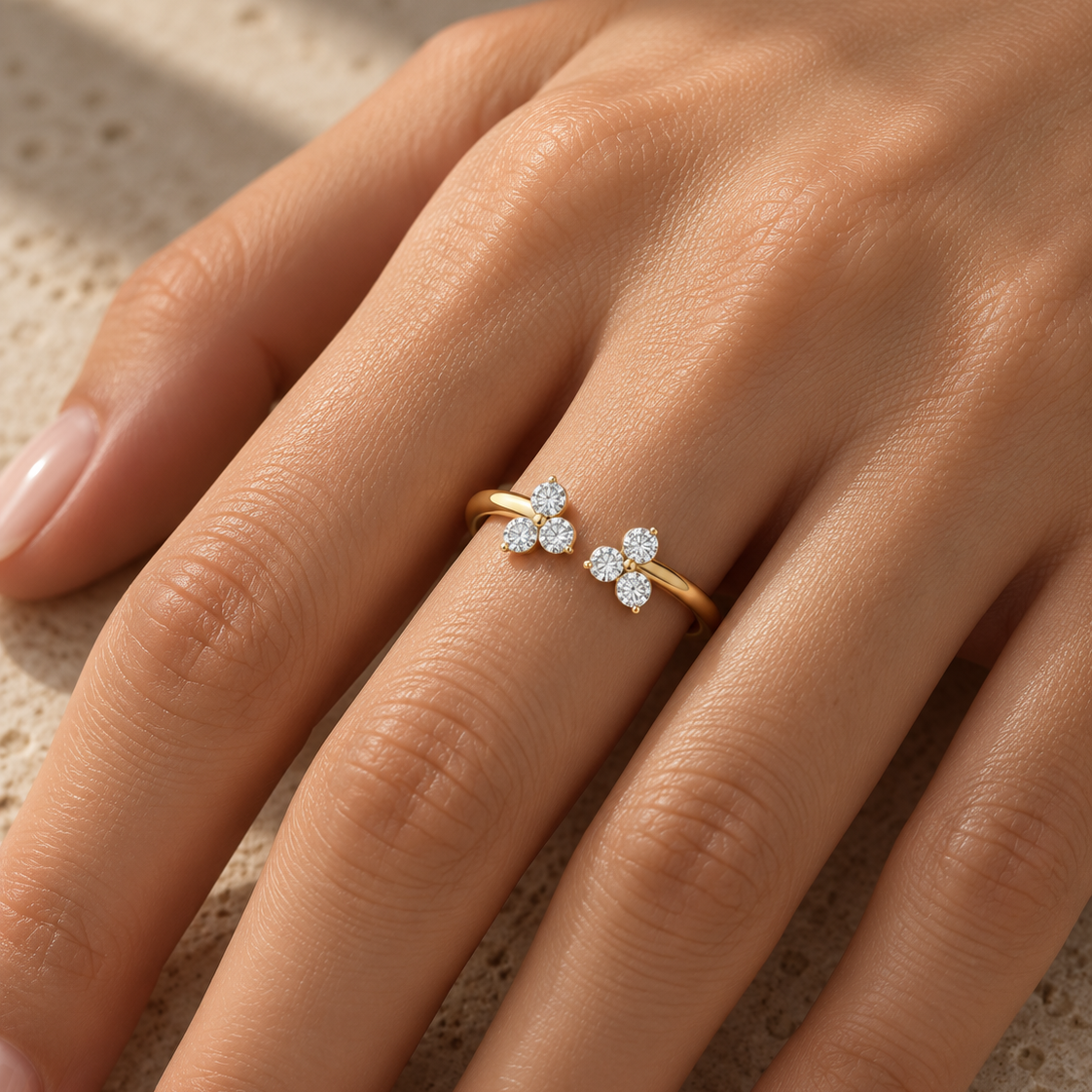 You & Me Britney Ring in yellow gold, solid 18K gold, by Aquae Jewels