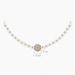 Oval freshwater pearl necklace with a pavé diamond sphere centre in 18K gold