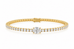 Oval Diamond Tennis Bracelet, solid 18K gold with an oval lab-grown diamond centre, by Aquae Jewels
