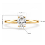 Oval Solitaire Ring, solid 18K gold, by Aquae Jewels, view 2