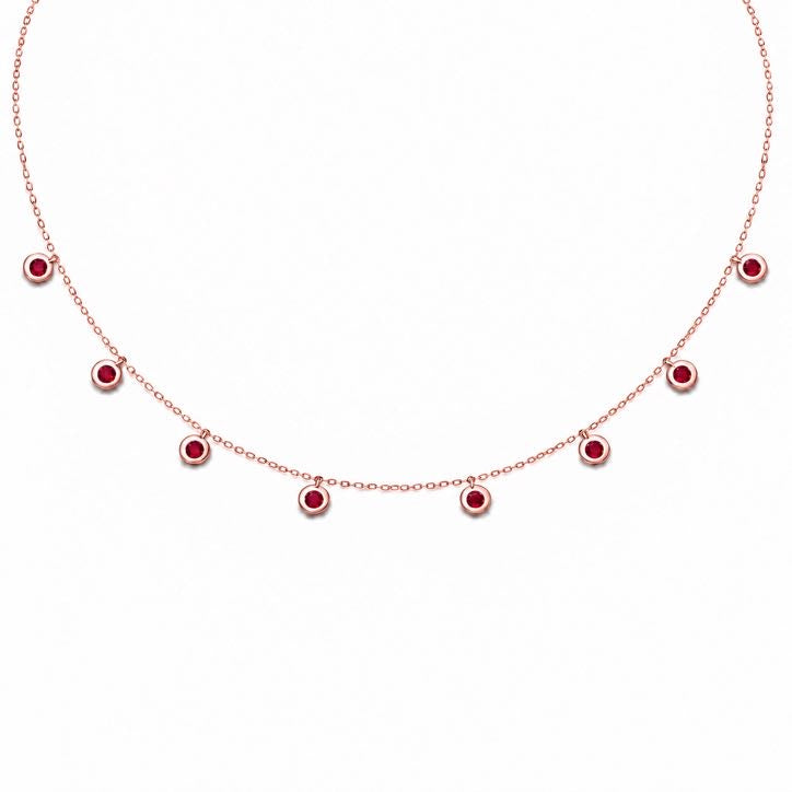 Precious Stone Pendant Choker in solid 18K gold with a bezel-set coloured stone