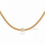 Round Bezel Cuban Choker necklace, solid 18K gold, view 5 of 5
