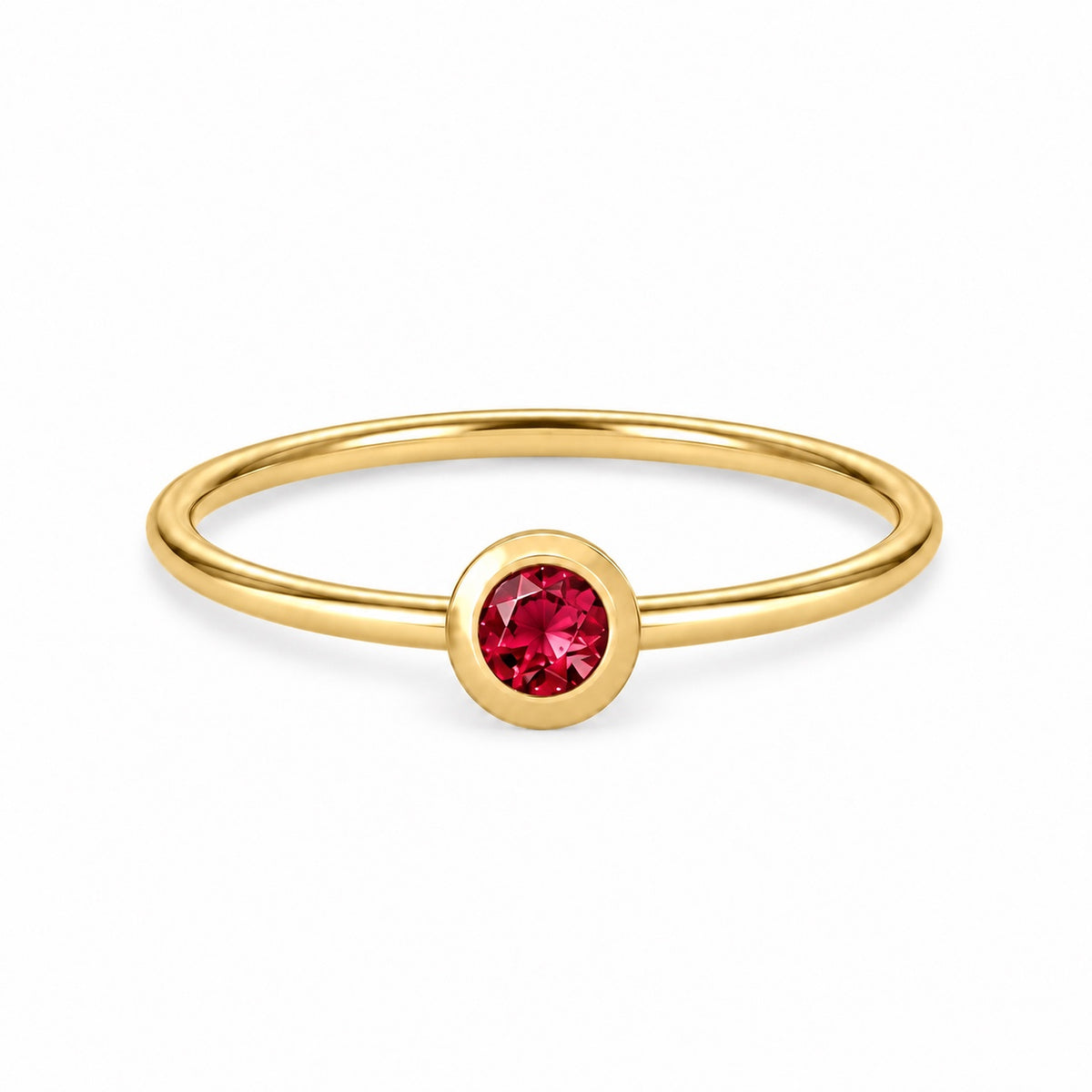 Ruby July birthstone solitaire ring in 18K yellow gold – Aquae Jewels