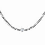 Cuban Heart Choker in 18K gold, heart-cut diamond set into the Cuban link chain, view 3 of 6