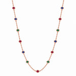 Precious stone station long necklace in 18K gold – Sahara Stones, alternate view