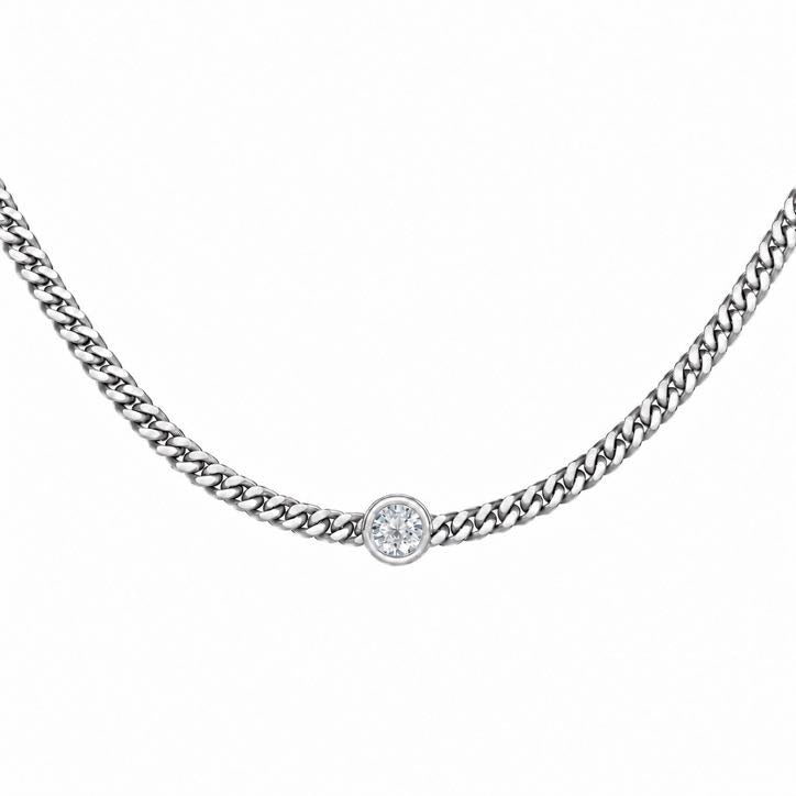 Round Bezel Cuban Choker necklace, solid 18K gold, by Aquae Jewels