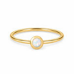 Opal October birthstone solitaire ring in 18K yellow gold – Aquae Jewels