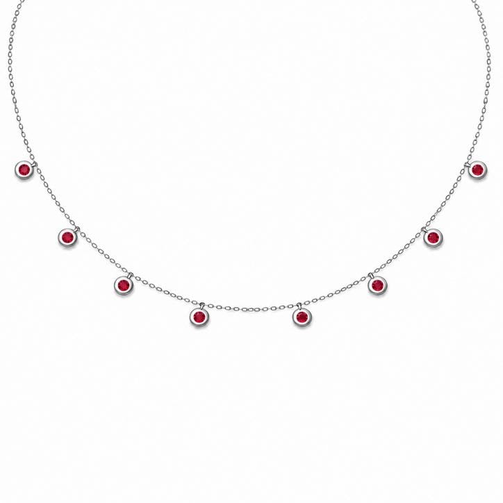 Precious Stone Pendant Choker in solid 18K gold with a bezel-set coloured stone