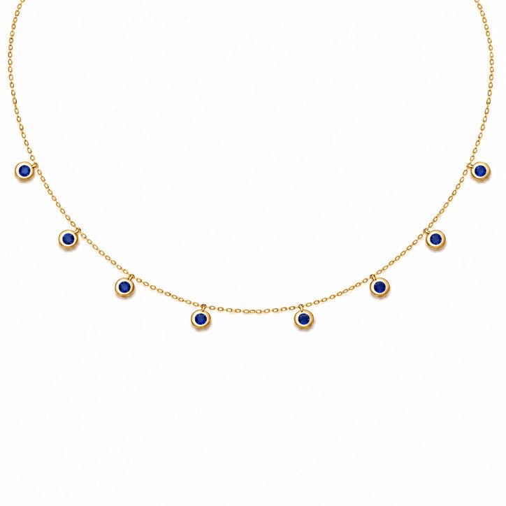 Precious Stone Pendant Choker in solid 18K gold with a bezel-set coloured stone