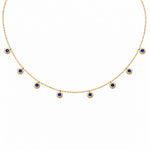 Precious Stone Pendant Choker in solid 18K gold with a bezel-set coloured stone