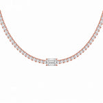 Emerald-cut diamond tennis necklace in 18K gold, alternate view
