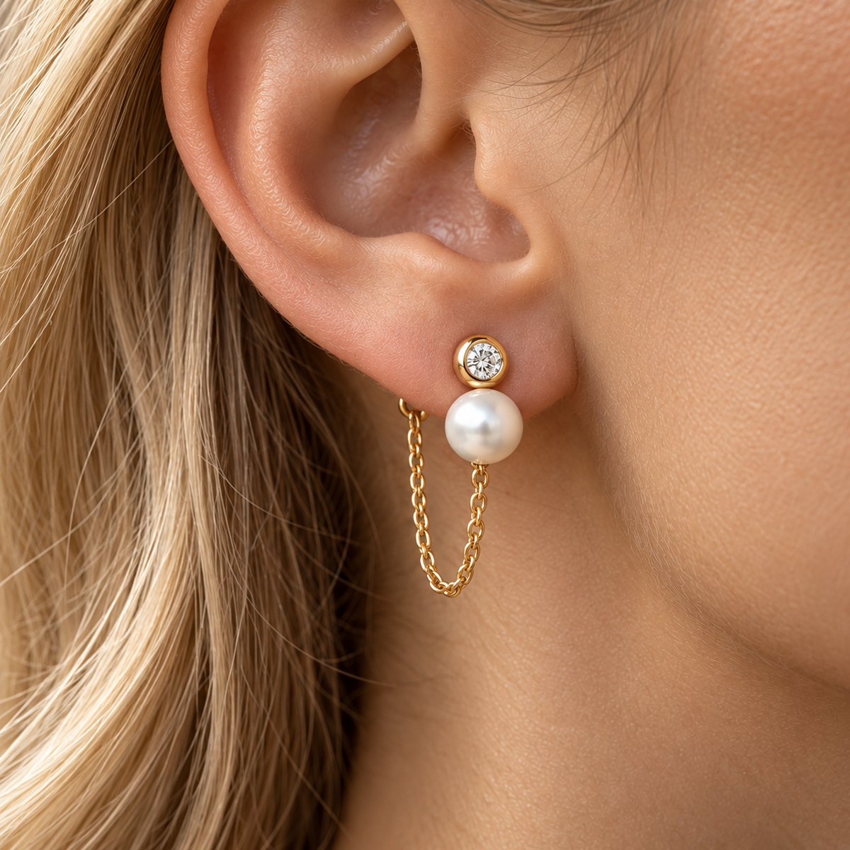 Daisy Chain Earrings, solid 18K gold, by Aquae Jewels
