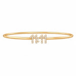 11:11 Gold Bangle, solid 18K gold with diamond numerals, by Aquae Jewels