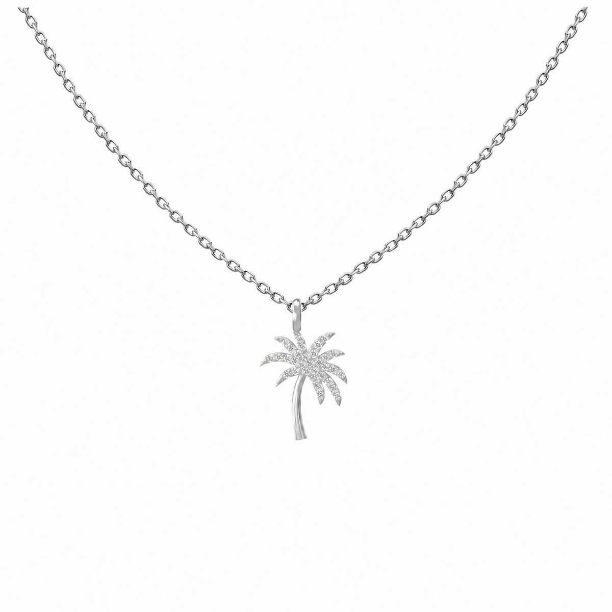 Diamond Palm Tree Necklace in 18K rose gold – Aquae Jewels