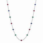 Precious stone station long necklace in 18K gold – Sahara Stones, alternate view