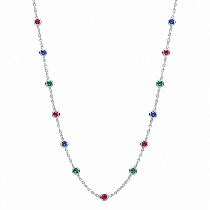 Precious stone station long necklace in 18K gold – Sahara Stones, alternate view