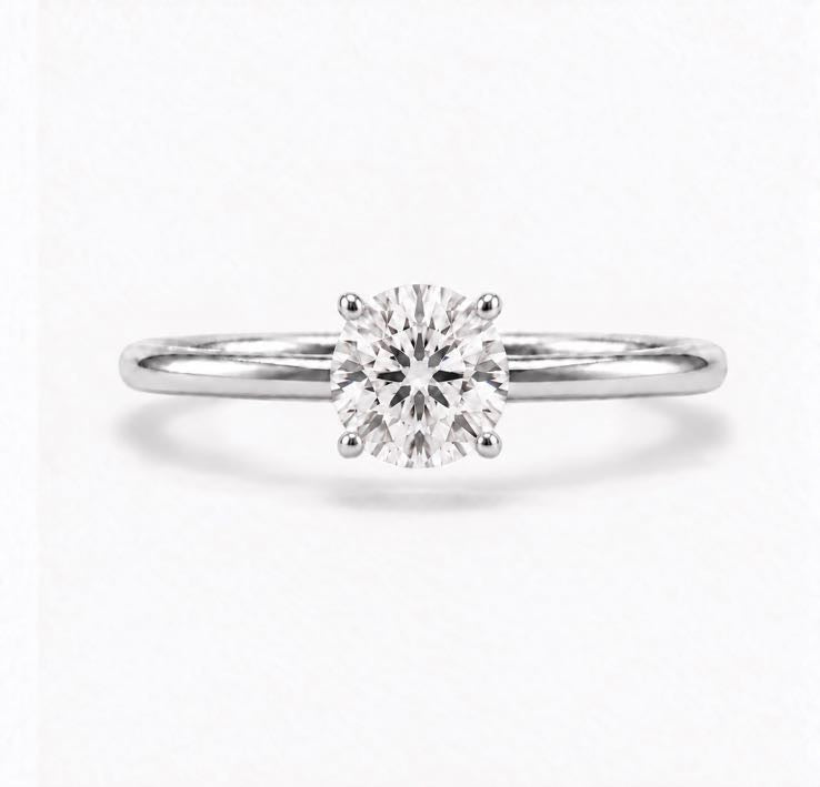 Round Solitaire Ring, lab-grown diamond in solid 18K gold, view 3 of 5