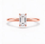 Emerald Solitaire Ring, lab-grown diamond in solid 18K gold, view 4 of 5