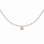 Diamond Star Pearl Choker – Little Star, pavé diamond star on a rice-pearl strand