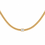 Cuban Chain Choker – Emerald-Cut Solitaire in solid 18K gold