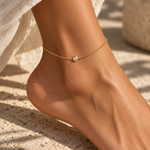 Pure Solitaire Anklet, solid 18K gold, by Aquae Jewels