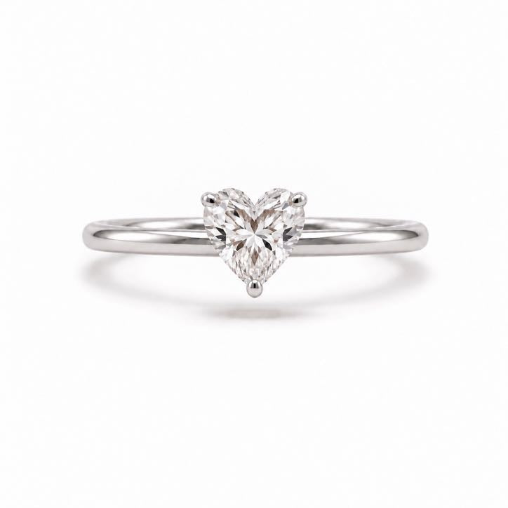 Heart Solitaire Ring, lab-grown diamond in solid 18K gold, view 3 of 5