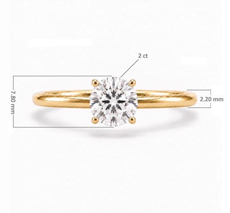 Round Solitaire Ring, lab-grown diamond in solid 18K gold, view 5 of 5