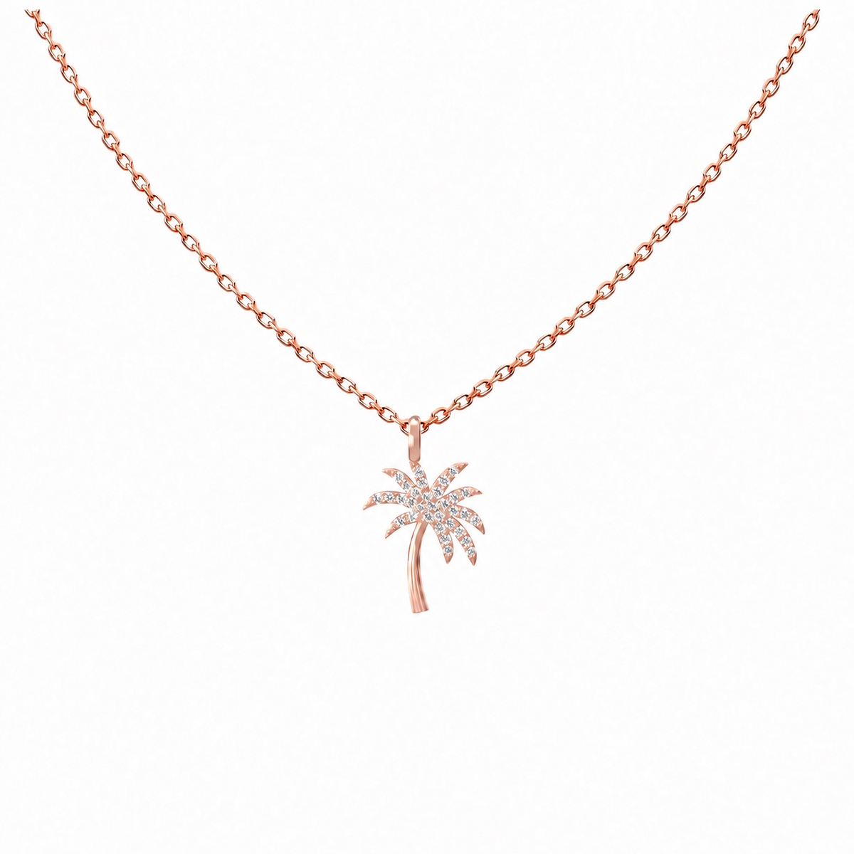 Diamond palm tree pendant necklace in 18K gold – Aquae Jewels