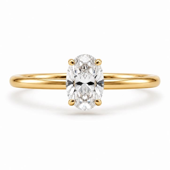 Oval Solitaire Ring, solid 18K gold, view 3 of 4