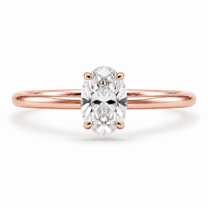 Oval Solitaire Ring, solid 18K gold, view 2 of 4